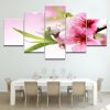 Pink White Flowers Blossom - Nature 5 Panel Canvas Art Wall Decor