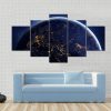 Planet Earth From Space At Night - Space 5 Panel Canvas Art Wall Decor