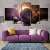 Planet In The Universe - Space Universe 5 Panel Canvas Art Wall Decor