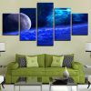 Planet Night Scene - Space 5 Panel Canvas Art Wall Decor