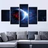 Planet Ray Light - Space 5 Panel Canvas Art Wall Decor