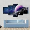Planet With Asteroids - Space 5 Panel Canvas Art Wall Decor