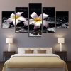 Plumeria Rubra Flowers Stones - Nature 5 Panel Canvas Art Wall Decor