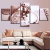 Pocket Watch Paris Tower - Nature 5 Panel Canvas Art Wall Decor