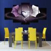Purple Dragon White Dragon Heart - Abstract 5 Panel Canvas Art Wall Decor