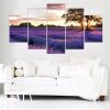 Purple Lavender - Nature 5 Panel Canvas Art Wall Decor