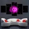 Purple Luminous Beautiful Flower - Nature 5 Panel Canvas Art Wall Decor