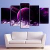 Purple Planet - Space Universe 5 Panel Canvas Art Wall Decor