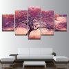 Purple Red Tree - Nature 5 Panel Canvas Art Wall Decor