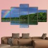 Rainbow Over The Lake Close Up - Nature 5 Panel Canvas Art Wall Decor