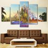 Rainbows Tree Mountain - Nature 5 Panel Canvas Art Wall Decor