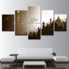 Ramadan Kareem Moon Stars Arabic - Abstract 5 Panel Canvas Art Wall Decor