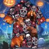 Red Angus Cattle Sugar Skull Floral Hawaiian Shirt