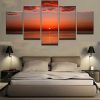 Red Beach Sunset - Space 5 Panel Canvas Art Wall Decor
