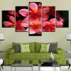 Red Flower 01 - Nature 5 Panel Canvas Art Wall Decor