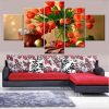 Red Flowers Cake - Nature 5 Panel Canvas Art Wall Decor