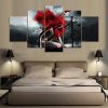 Red Hair Girl - Abstract 5 Panel Canvas Art Wall Decor