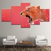 Red Leopard - Abstract Animal 5 Panel Canvas Art Wall Decor