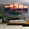 Red Mount Peaks Clouds - Nature 5 Panel Canvas Art Wall Decor