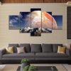 Red Planet Mountain - Space 5 Panel Canvas Art Wall Decor