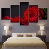Red Rose Flower 02 - Nature 5 Panel Canvas Art Wall Decor