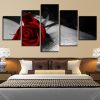 Red Rose Flower And Book - Nature 5 Panel Canvas Art Wall Decor