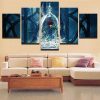 Red Rose In Glass - Anstract 5 Panel Canvas Art Wall Decor