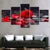 Red Roses 4 - Nature 5 Panel Canvas Art Wall Decor