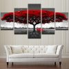 Red Tree 10 - Nature 5 Panel Canvas Art Wall Decor