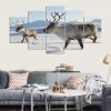 Reindeer - Animal 5 Panel Canvas Art Wall Decor