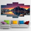 Reine Norway Lake - Nature 5 Panel Canvas Art Wall Decor