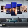 Retro Buildings 2 - Nature 5 Panel Canvas Art Wall Decor