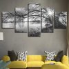 River Black And White 2 - Nature 5 Panel Canvas Art Wall Decor