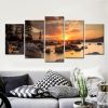 Rocky Lakefront - Nature 5 Panel Canvas Art Wall Decor