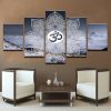 Sacred Om Mandala - Religion 5 Panel Canvas Art Wall Decor
