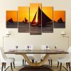 Sailboat On The Sea Sunset - Space 5 Panel Canvas Art Wall Decor