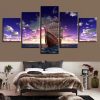 Sailboat Sunset Seascape - Nature 5 Panel Canvas Art Wall Decor