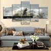 Sea Wave Lighthouse 01 - Nature 5 Panel Canvas Art Wall Decor