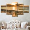 Seaside Sunrise Beach - Space 5 Panel Canvas Art Wall Decor