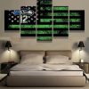 Seattle Seahawks American Flag - Abstract 5 Panel Canvas Art Wall Decor
