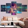 Sexy Red Hair Beauty Girl Music Club - Music 5 Panel Canvas Art Wall Decor