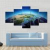 Shining Blue Planet - Space 5 Panel Canvas Art Wall Decor
