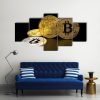 Silver And Golden Bitcoin - Career 5 Panel Canvas Art Wall Decor