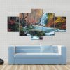 Silver Stream Waterfall In Grand Canyon Of Crimea At Sunset - Nature 5 Panel Canvas Art Wall Decor