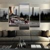 Skateboarding Outside In The Rain - Sport 5 Panel Canvas Art Wall Decor