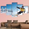 Skier In Mountains - Sport 5 Panel Canvas Art Wall Decor