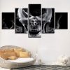 Skull Black White - Abstract 5 Panel Canvas Art Wall Decor
