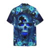 Skull Tropical Plant Blue Hawaiian Shirt
