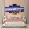 Sky Planets House And Mountain - Nature 5 Panel Canvas Art Wall Decor