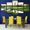 Small Bridge Green Grass Sunshine - Nature 5 Panel Canvas Art Wall Decor